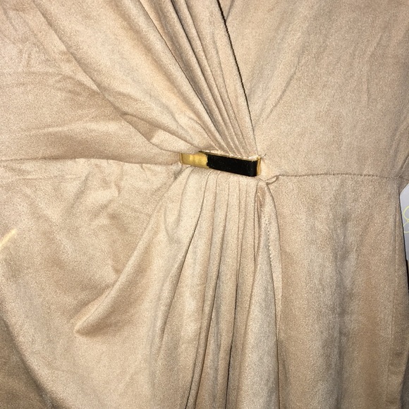 NWT Tan/Nude Suede Wrap Dress - Picture 3 of 3